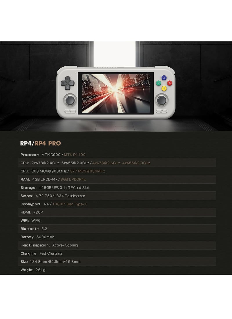 Retroid Pocket - Retroid Pocket 4 Pro Retro Game Handheld Console, Android Retro Game Console Multiple Emulators Console Handheld 4.7 Inch Display 5000mAh Battery Classic Games Console (Transparent Red) - Image 1