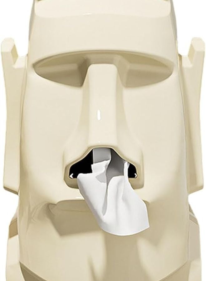 حامل مناديل ورقية زخرفي كريمي أبيض تمثال حجري صندوق مناديل موزع مناديل - Image 5