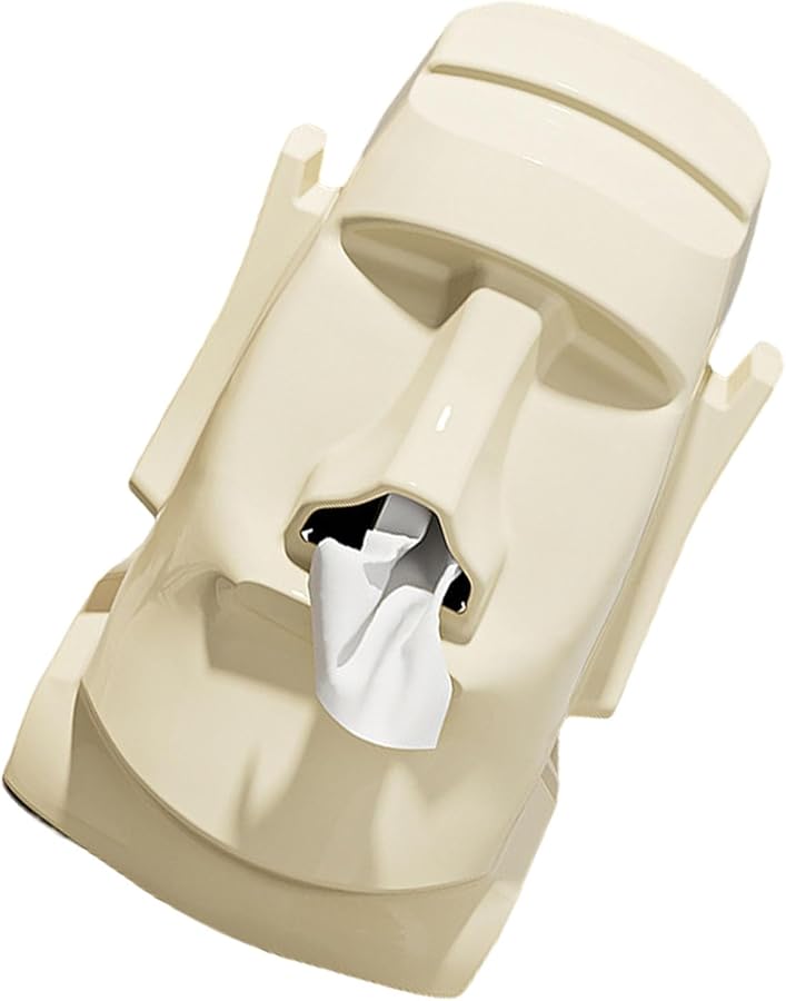 حامل مناديل ورقية زخرفي كريمي أبيض تمثال حجري صندوق مناديل موزع مناديل - Image 1