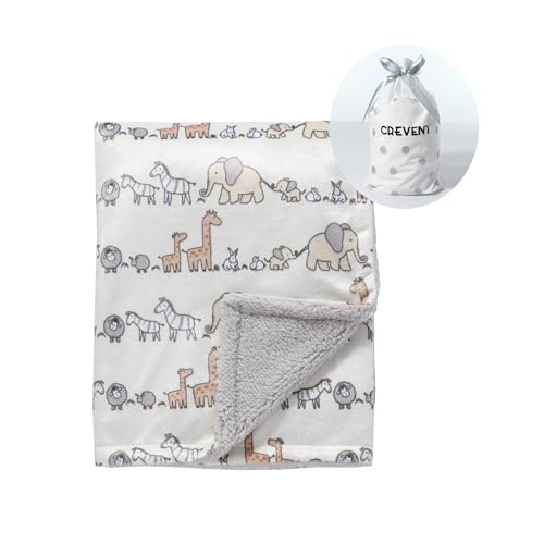 CREVENT Minky Baby Blanket for Girls Boys, Soft Plush Receiving Blanket for Newborns - 30x40 Inches (Animal) - Image 1