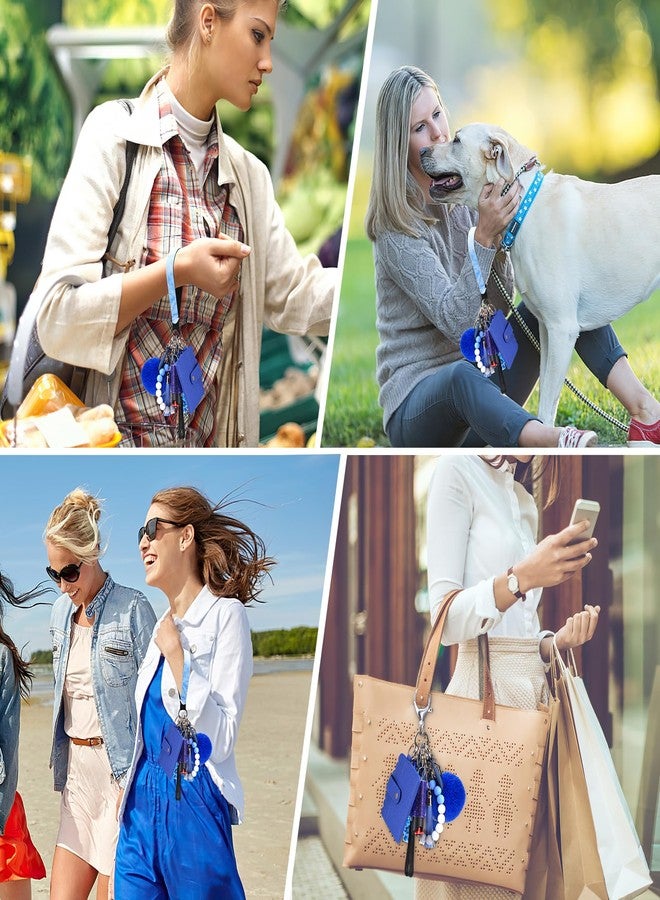 AMIR Safety Keychain Set for Women, Wristlet Strap Keychain with Personal Alarm and Pom Pom Accessories Kit, Gifts for Women and Girls (Blue) - Image 2
