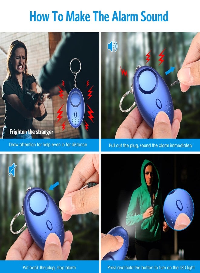 AMIR Safety Keychain Set for Women, Wristlet Strap Keychain with Personal Alarm and Pom Pom Accessories Kit, Gifts for Women and Girls (Blue) - Image 4