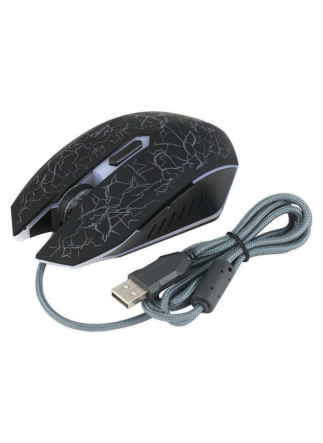 Wired Gaming Mouse 3600DPI Ergonomic Mouse Optical Mouse 4 Adjustable DPI levels/ 6 Buttons/ 7-color Breathing Light, Black