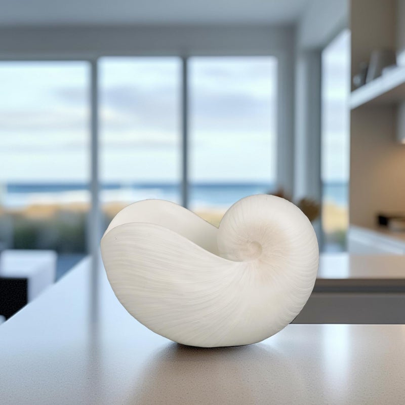 Braxio Modern Home Decor Sea Shell - Beach Themed Statue Resin Conch Shape Dish for Keys, Rings, or Succulent Planter - Coastal Decorative Bowls for Bathroom, Living Room, 12.25 x 6.25 x 8.25 Inch - Image 3