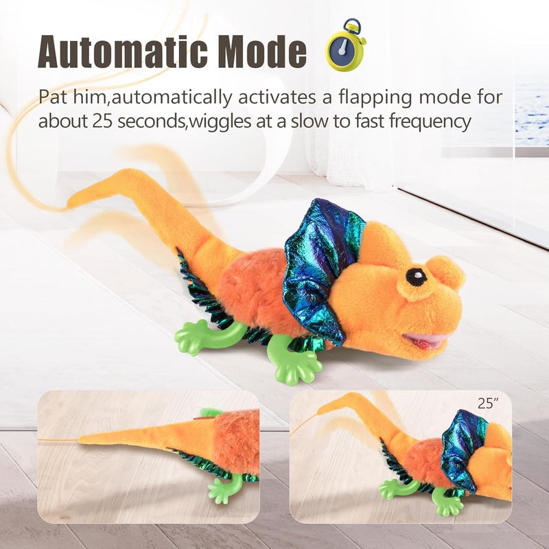 Migipaws Cat Toys, Touch Activated Flapping Chirping Lizard Kitten Toy with Catnip for Indoor Cats Kicker, Rechargeable （Orange） - Image 4