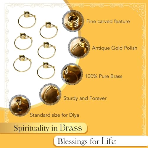 Doorbag Niranjan Kadi Brass Ring Wick Holder for Diya Bati Oil Lamps (Round Shape) for Pooja Deepam Deepak Cotton Samai Kuthu Vilakku Thiri Stand (4) - Image 4