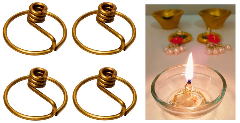 Doorbag Niranjan Kadi Brass Ring Wick Holder for Diya Bati Oil Lamps (Round Shape) for Pooja Deepam Deepak Cotton Samai Kuthu Vilakku Thiri Stand (4) - Image 1