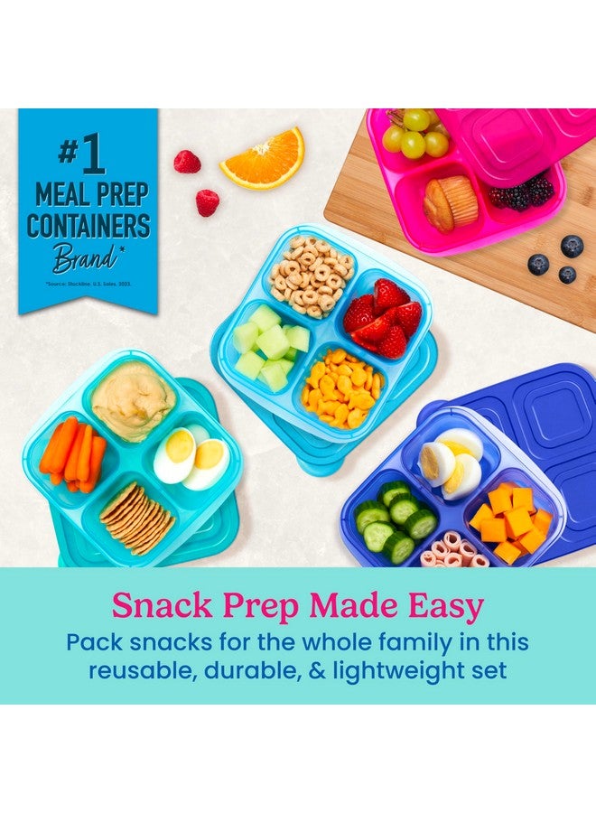 Bentgo Easyboxes 4-Compartment Snack Containers - 8-Piece Set with 4 Trays & 4 Custom-Fit Lids to Seal in Freshness - Reusable Food Storage & Meal Prep Bento BPA-Free Containers (Jewel Brights) - Image 2
