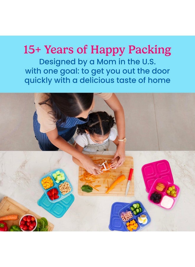 Bentgo Easyboxes 4-Compartment Snack Containers - 8-Piece Set with 4 Trays & 4 Custom-Fit Lids to Seal in Freshness - Reusable Food Storage & Meal Prep Bento BPA-Free Containers (Jewel Brights) - Image 4