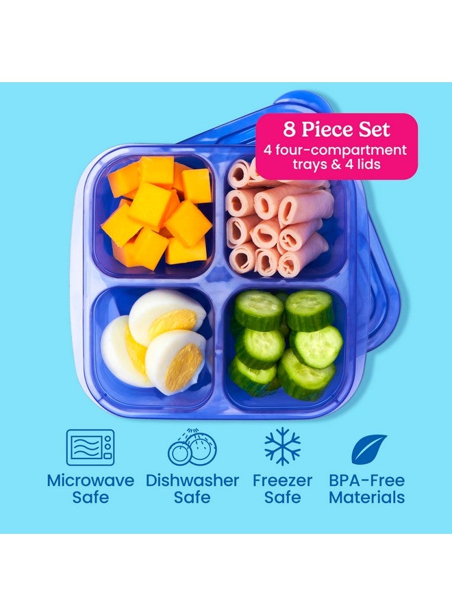 Bentgo Easyboxes 4-Compartment Snack Containers - 8-Piece Set with 4 Trays & 4 Custom-Fit Lids to Seal in Freshness - Reusable Food Storage & Meal Prep Bento BPA-Free Containers (Jewel Brights) - Image 3