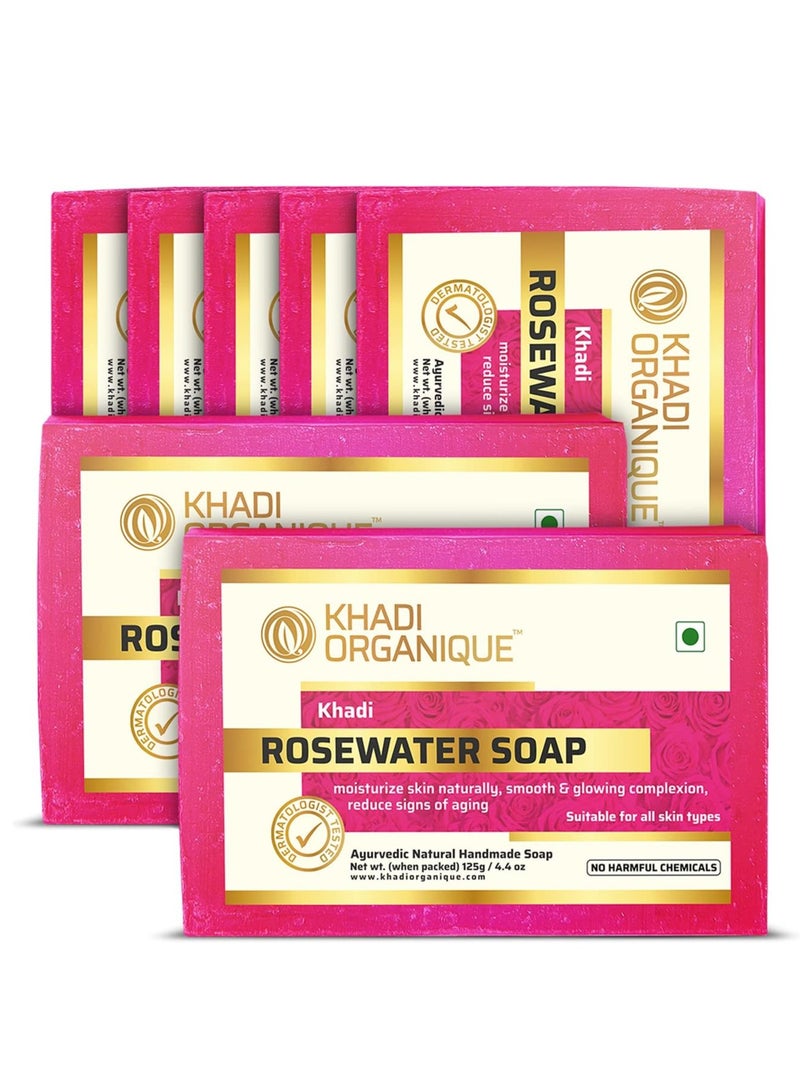 Khadi ORGANIQUE صابون ماء الورد الطبيعي من Khadi Organique عبوة من 7 قطع