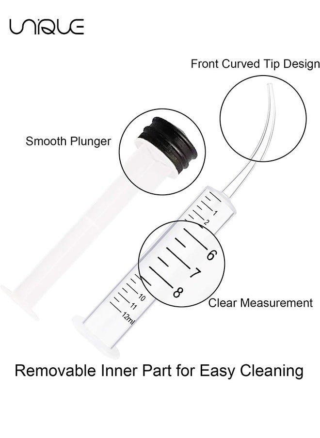 Unique - 6 Pack Disposable Dental Syringe 12ml with Curved Tip Dental Irrigation Syringe for Mouthwash Oral Care, Tonsil Stones Squirt Liquid Injection, Oil, Glue, Lab Pet Feeding(With Clear Measurement) - Image 1