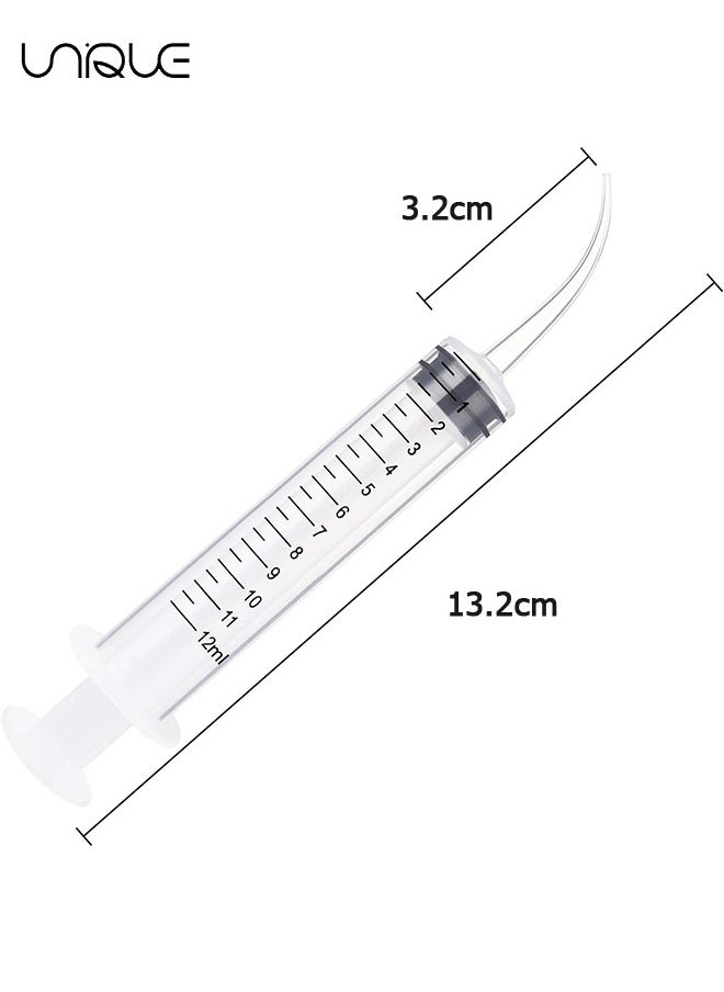 Unique - 6 Pack Disposable Dental Syringe 12ml with Curved Tip Dental Irrigation Syringe for Mouthwash Oral Care, Tonsil Stones Squirt Liquid Injection, Oil, Glue, Lab Pet Feeding(With Clear Measurement) - Image 1