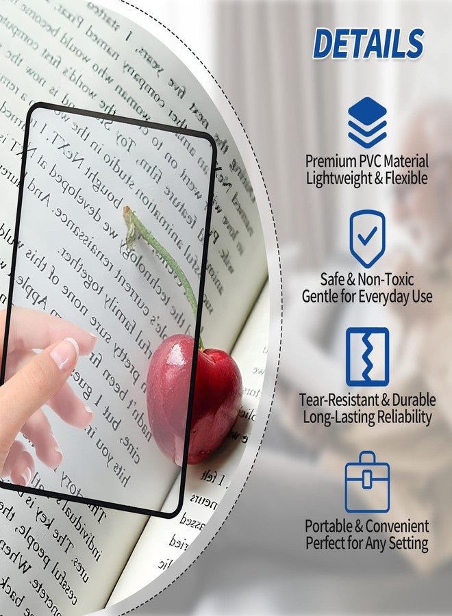 Creztail 8PCS Page Magnifying Sheet, 3X Lightweight Optical Plastic Large Fresnel Lens & Handy Card Size Book Magnifier, Full Page Magnifier for Reading Books, Maps, Bible, Newspaper, etc - Image 3