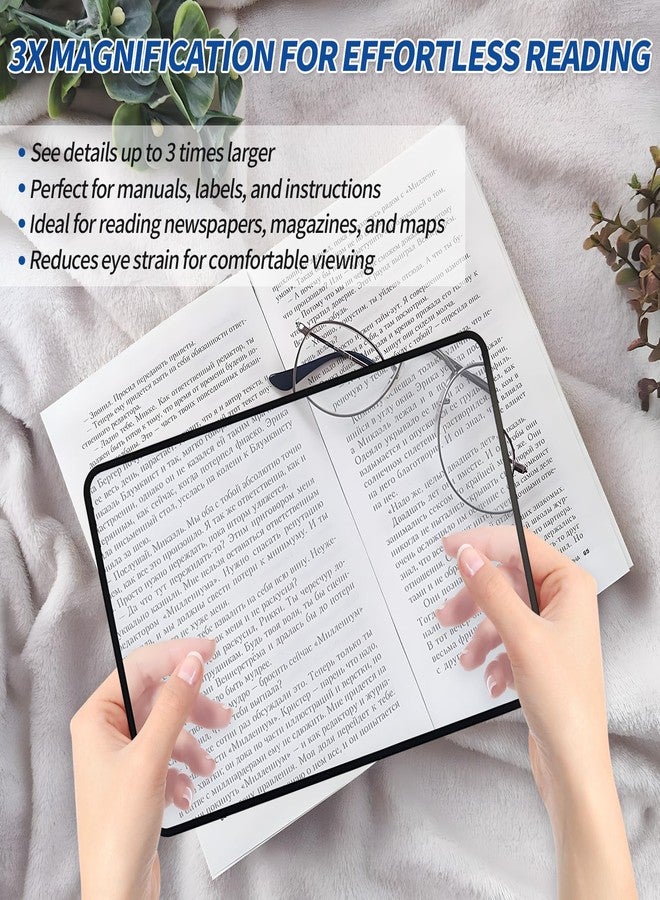 Creztail 8PCS Page Magnifying Sheet, 3X Lightweight Optical Plastic Large Fresnel Lens & Handy Card Size Book Magnifier, Full Page Magnifier for Reading Books, Maps, Bible, Newspaper, etc - Image 4