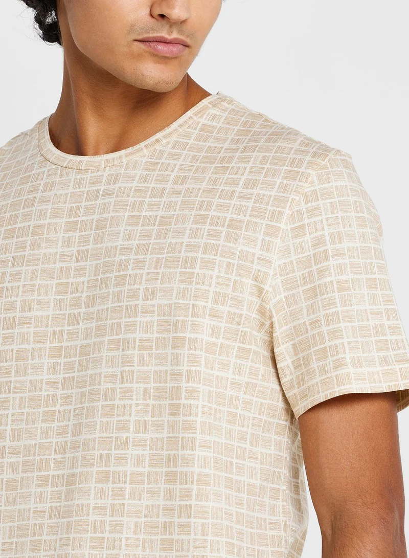 CALVIN KLEIN All Over Print Crew Neck T-Shirt