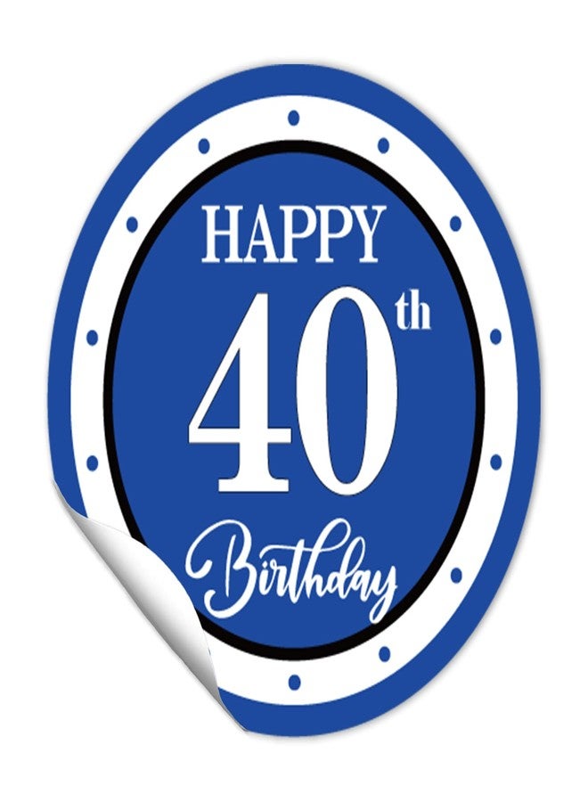 REWIDPARTY 1.5 Inch Round 40th Birthday Stickers（80 Pieces） Blue Happy 40th Birthday Stickers 40th Birthday Party Favor Stickers Adhesive Party Stickers 40th Birthday Party Decorations Supplies - Image 1