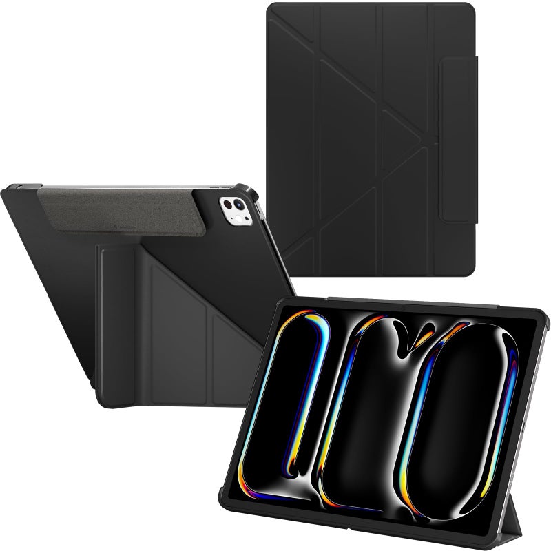 SwitchEasy Origami 2024 Case for iPad Pro 13 Protective Case with Pencil Holder MultiAngle Stand Morandi Cover Apple Pencil Pro Charging Black