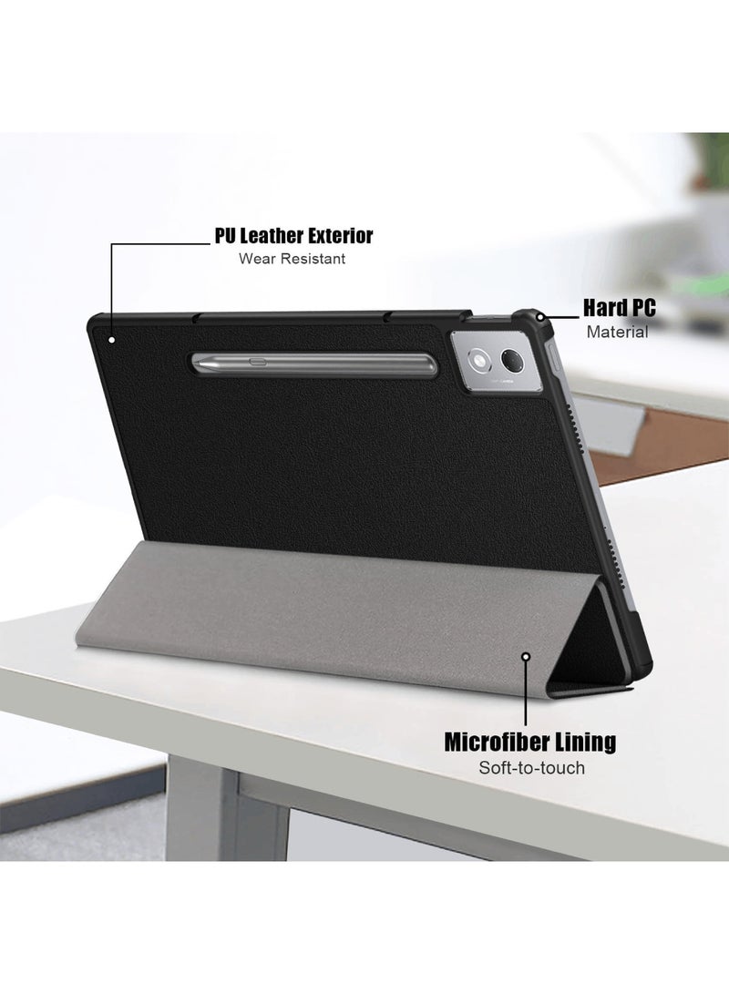 Aookay [1+1] Tablet Case for Lenovo Idea Tab Pro 12.7" 2025 Tri-Folding Smart Case with Screen Protector (1 Pack)，Multi-view Bracket Auto Sleep/Wake Cover for Lenovo Idea Tab Pro 12.7'' (Black)  - Image 2