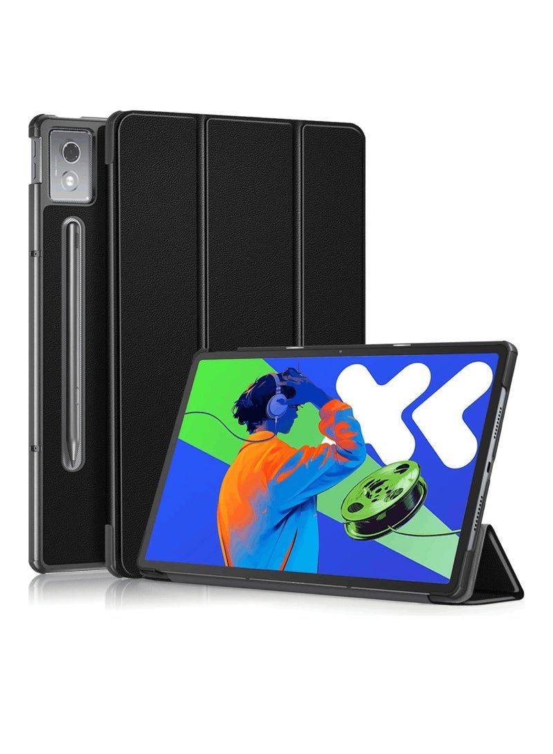 Aookay [1+1] Tablet Case for Lenovo Idea Tab Pro 12.7" 2025 Tri-Folding Smart Case with Screen Protector (1 Pack)，Multi-view Bracket Auto Sleep/Wake Cover for Lenovo Idea Tab Pro 12.7'' (Black)  - Image 1