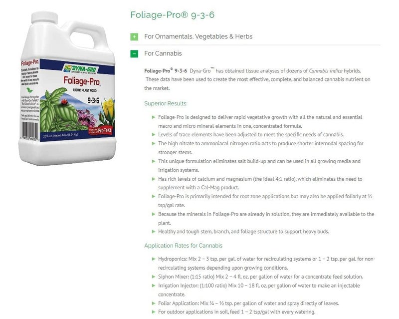 Dyna-Gro Foliage-Pro Nutrient, 1 Qt (DYFOL032) - Image 5