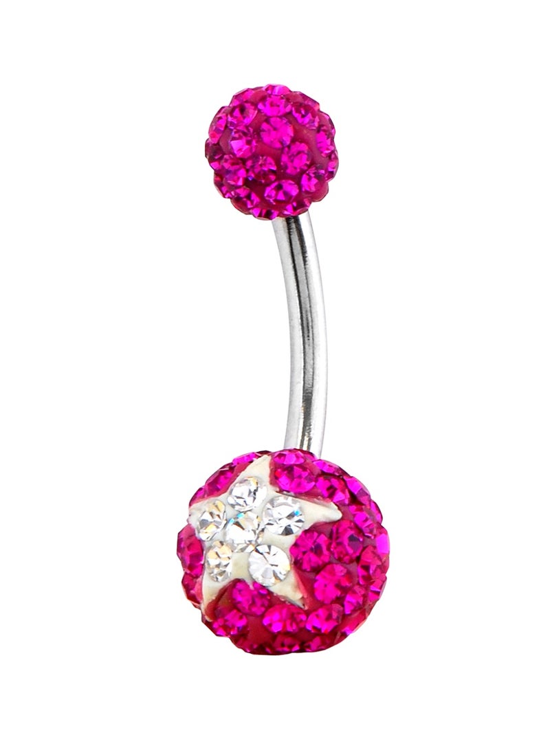 إكس 8 بودي هاردوير حلقة سُرّة بكريستال وردي على شكل نجمة