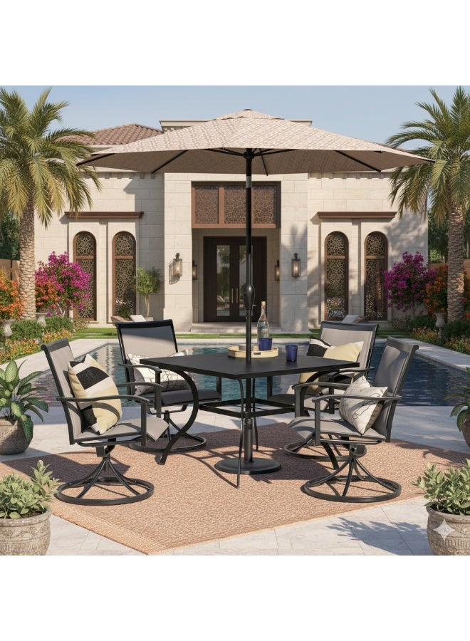 Harmony Home طقم طعام خارجي من هارموني هوم، 4 كراسي دوارة، طاولة مربعة - Image 1