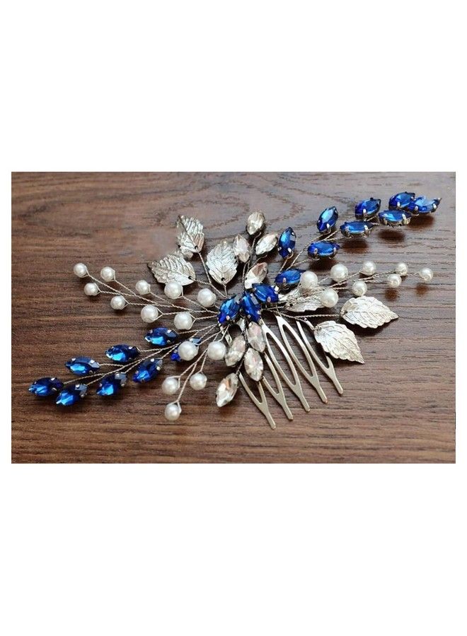 Chargances Blue Bridal Hair Comb Sapphire Blue Crystal Hair Comb Wedding Rhinestone Royal Blue Hair Comb Navy Blue Bridal Hair Pinspiece Gift For Women And Girls - Image 1