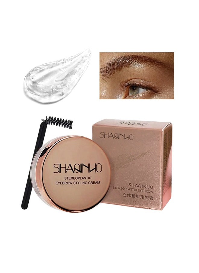 SHAQINUO Stereoplastic Eyebrow- Styling Cream, Long-Lasting, Clear Eye Brow Gel Waterproof & Long Lasting, Eyebrow Styling and Brow Pomade Gel With Brush  - Image 1