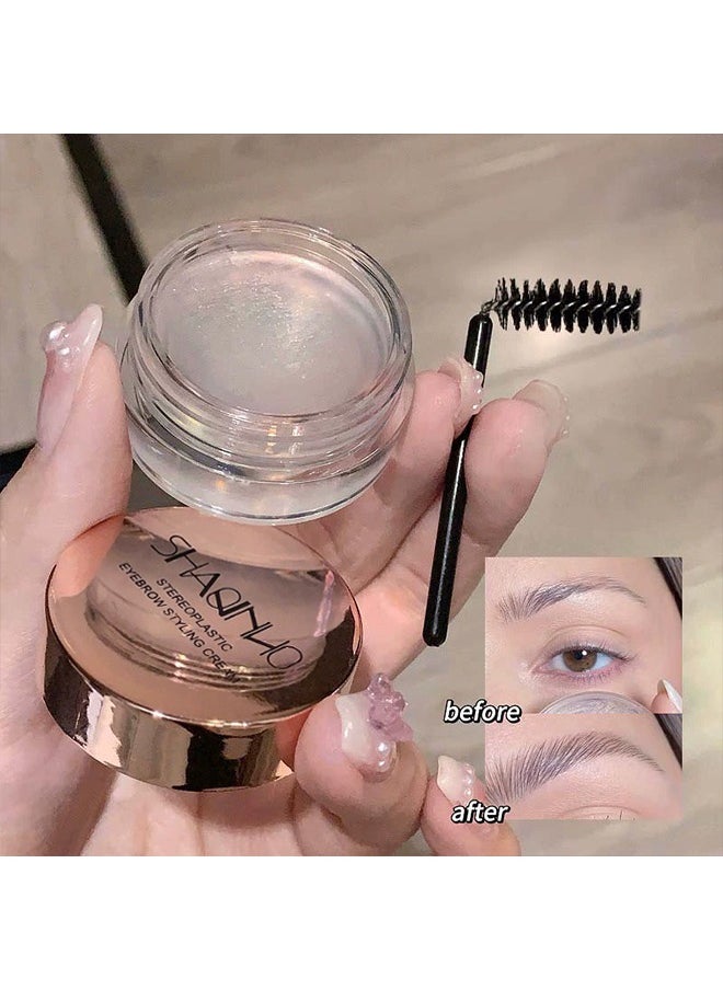 SHAQINUO Stereoplastic Eyebrow- Styling Cream, Long-Lasting, Clear Eye Brow Gel Waterproof & Long Lasting, Eyebrow Styling and Brow Pomade Gel With Brush  - Image 4
