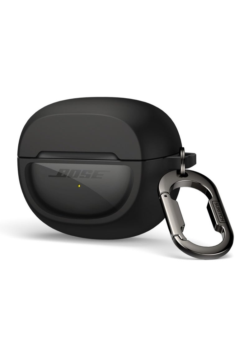 Slim and Stylish Transparent Hard PC Shockproof TPU Case Cover with Carabiner for Bose Ultra Open Earbuds 2024, Black - Image 1