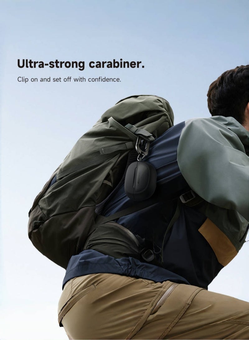 Slim and Stylish Transparent Hard PC Shockproof TPU Case Cover with Carabiner for Bose Ultra Open Earbuds 2024, Black - Image 4