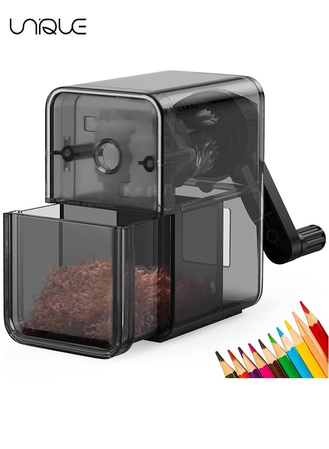 Unique Pencil Sharpener Black, Manual Pencil Sharpener - for Kids, School, Classroom, Home, Artists, Ideal for No.2/Colored/Art Pencils - Image 1