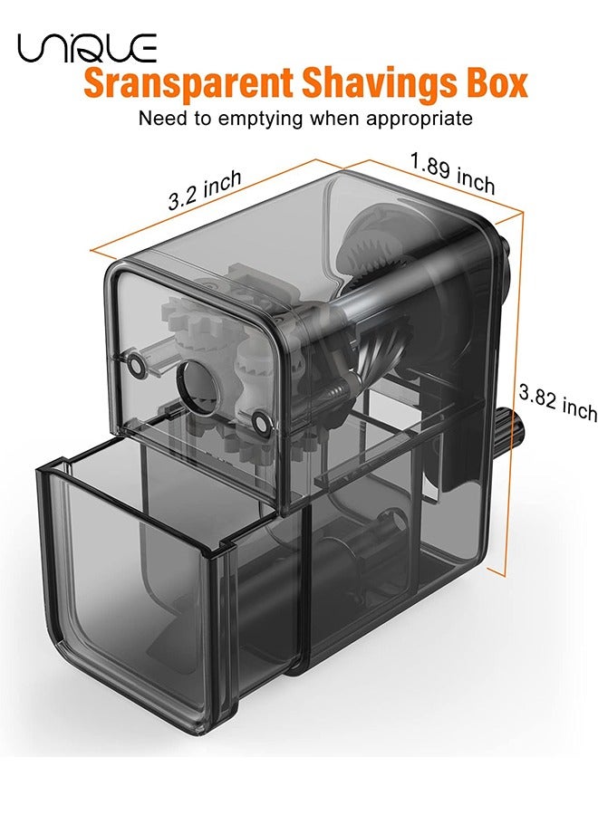 Unique Pencil Sharpener Black, Manual Pencil Sharpener - for Kids, School, Classroom, Home, Artists, Ideal for No.2/Colored/Art Pencils - Image 2