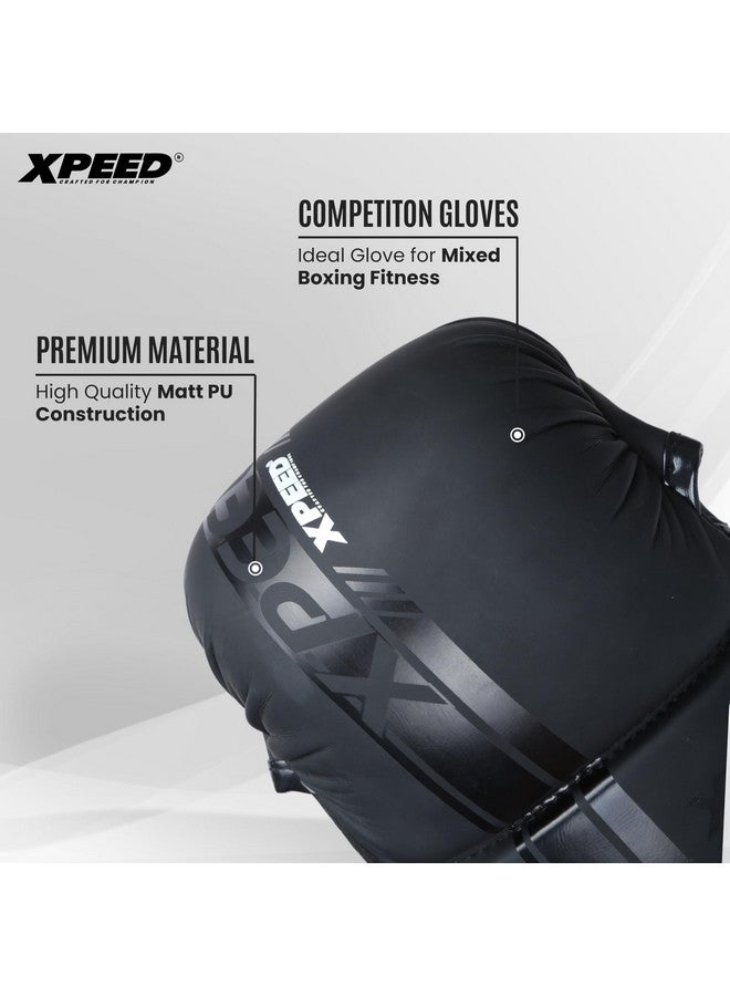 XPEED Striking MMA Gloves | Matt PU Grappling Glove for Martail Arts | Combat Sports | MMA | Training Gloves | Versatile Sports Gloves | Wrap Around Hook & Loop Closure (Black) (S/M) - Image 3