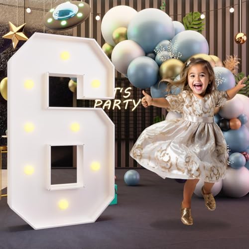 imprsv 3FT Marquee Numbers Light Up Numbers for 16th 60th Birthday Decorations Anniversary Party Decor Number 6 Light Up Number PreCut Foam Board Kit - Image 1