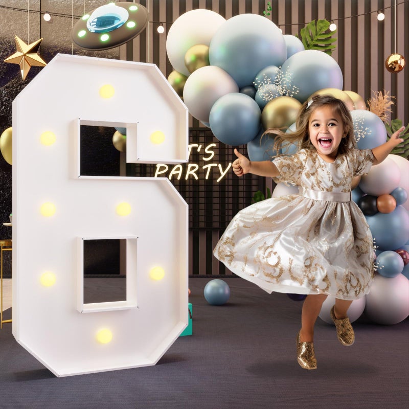 imprsv 3FT Marquee Numbers Light Up Numbers for 16th 60th Birthday Decorations Anniversary Party Decor Number 6 Light Up Number PreCut Foam Board Kit - Image 2