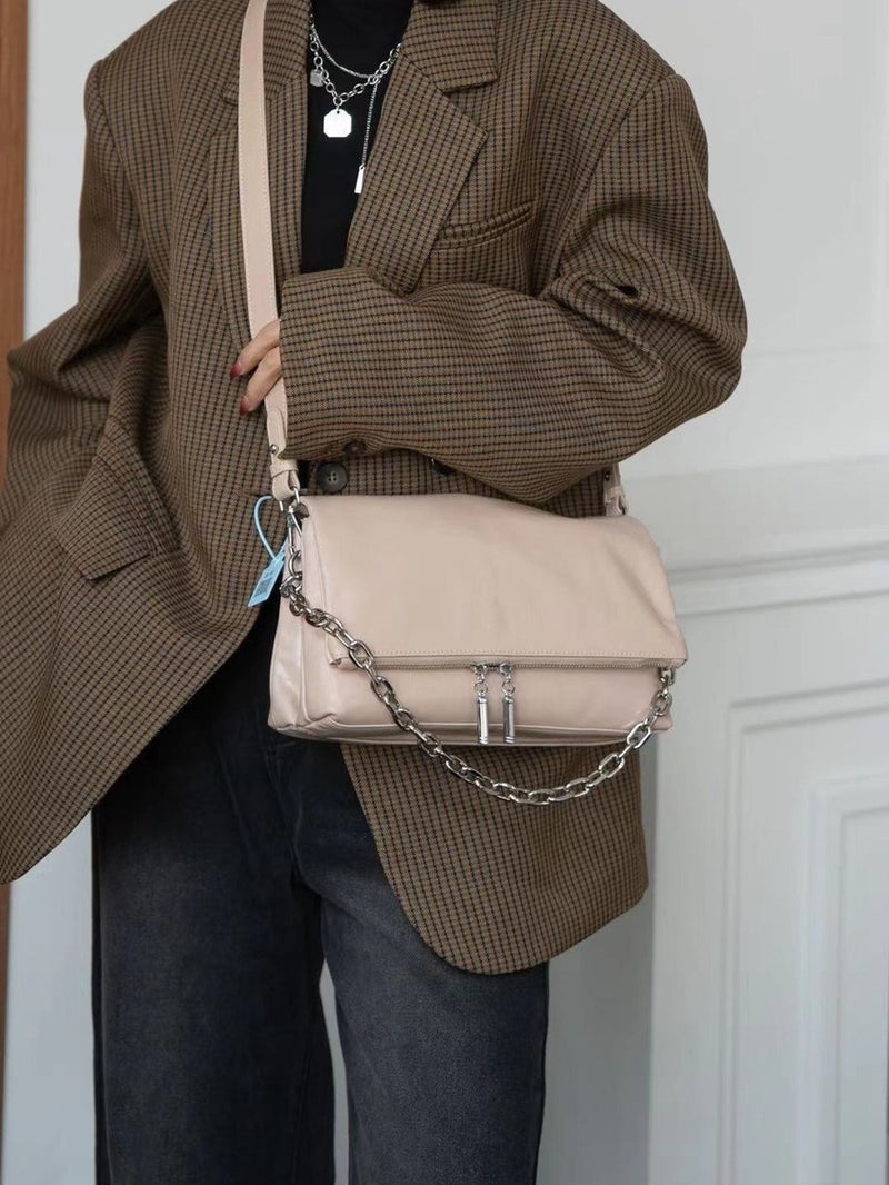 Genuine Leather Women'S Bag Fashion Chain Bag Top Layer Oil Wax Cowhide Vintage Small Square Bag Single Shoulder Crossbody Bag 8567 - Image 3