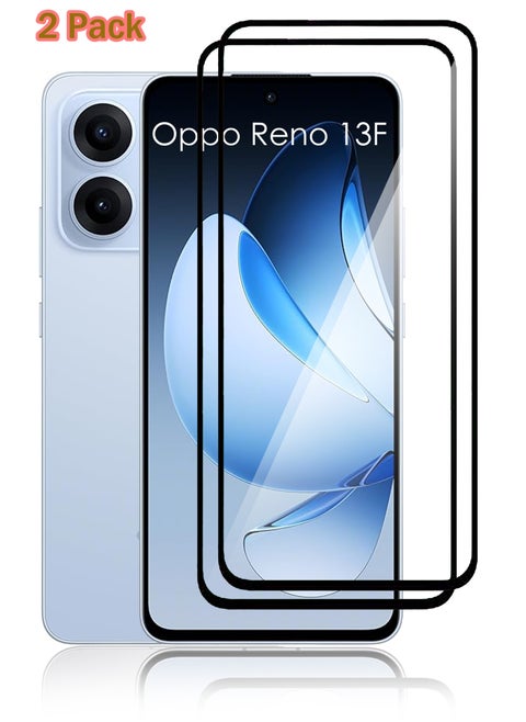 2 Pieces Oppo Reno13 F 5G Screen Protector – Edge to Edge Tempered Glass Screen Protector, High Transparency, Delicate Touch, Anti-Explosion, Smooth Arc Edges, Easy Installation