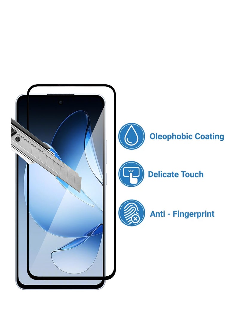 2 Pieces Oppo Reno13 F 5G Screen Protector – Edge to Edge Tempered Glass Screen Protector, High Transparency, Delicate Touch, Anti-Explosion, Smooth Arc Edges, Easy Installation
