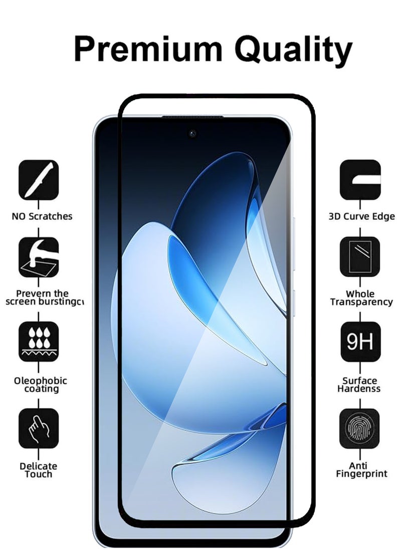 2 Pieces Oppo Reno13 F 5G Screen Protector – Edge to Edge Tempered Glass Screen Protector, High Transparency, Delicate Touch, Anti-Explosion, Smooth Arc Edges, Easy Installation