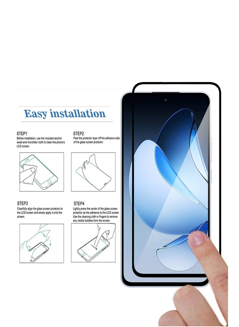 2 Pieces Oppo Reno13 F 5G Screen Protector – Edge to Edge Tempered Glass Screen Protector, High Transparency, Delicate Touch, Anti-Explosion, Smooth Arc Edges, Easy Installation