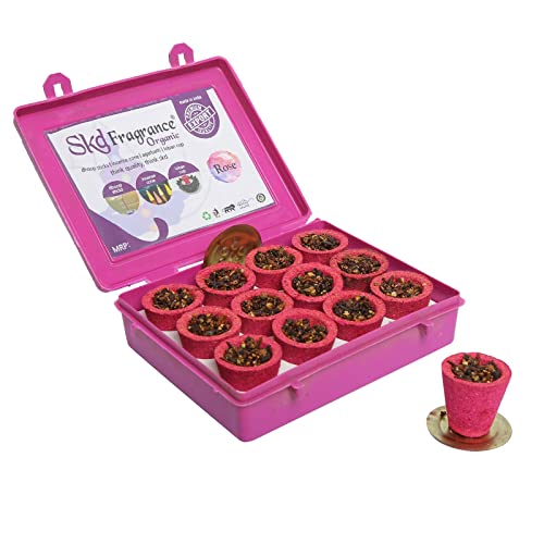 S K D SKD Rose Fragrance Mini Dhoop Cups with Burner Plate (Pack of 12) | Natural Sambrani Loban Dhoop Cup for Pooja, Meditation, Home Fragrance & Vastu Shuddhi | Ready to Use Gulab Dhoop Cups - Image 5