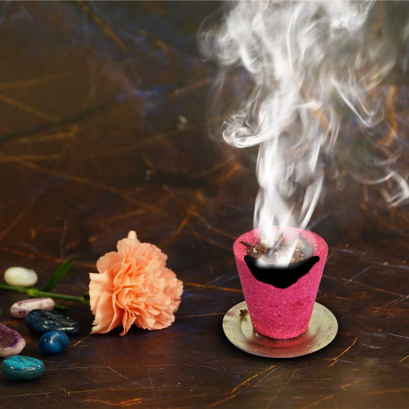 S K D SKD Rose Fragrance Mini Dhoop Cups with Burner Plate (Pack of 12) | Natural Sambrani Loban Dhoop Cup for Pooja, Meditation, Home Fragrance & Vastu Shuddhi | Ready to Use Gulab Dhoop Cups - Image 3
