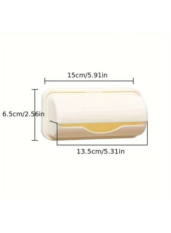 Apricot Wall Mounted Trash Bag Dispenser With Storage Box Kitchen Bathroom Organizer - Image 1