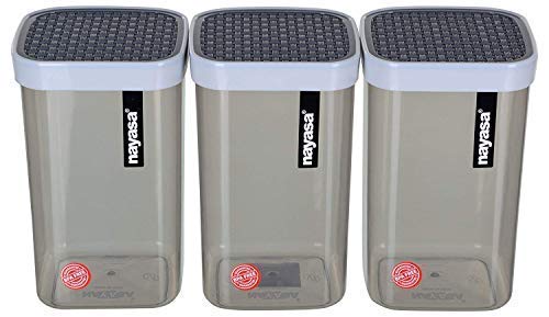 Nayasa Fusion Container 1500 ml BPA Free Food Grade Airtight Kitchen Storage Stackable Containers- Set Of 6 | Grey - Image 2