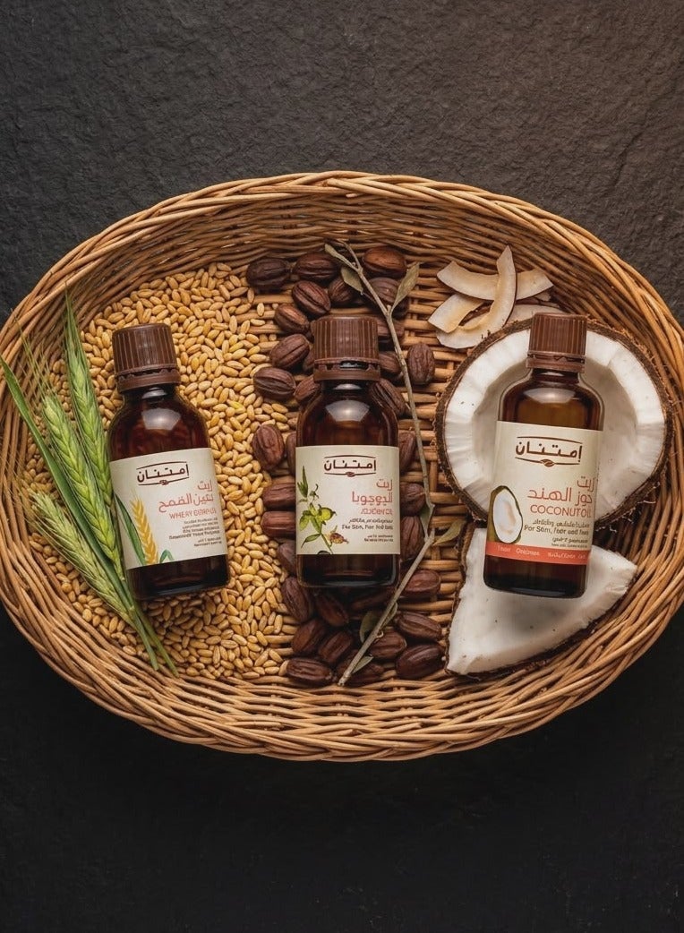 امتنان باندل ترطيب وتغذية الشعر الجاف والمتضرر من امتنان (جوز الهند، الجوجوبا، وجنين القمح) - Image 5