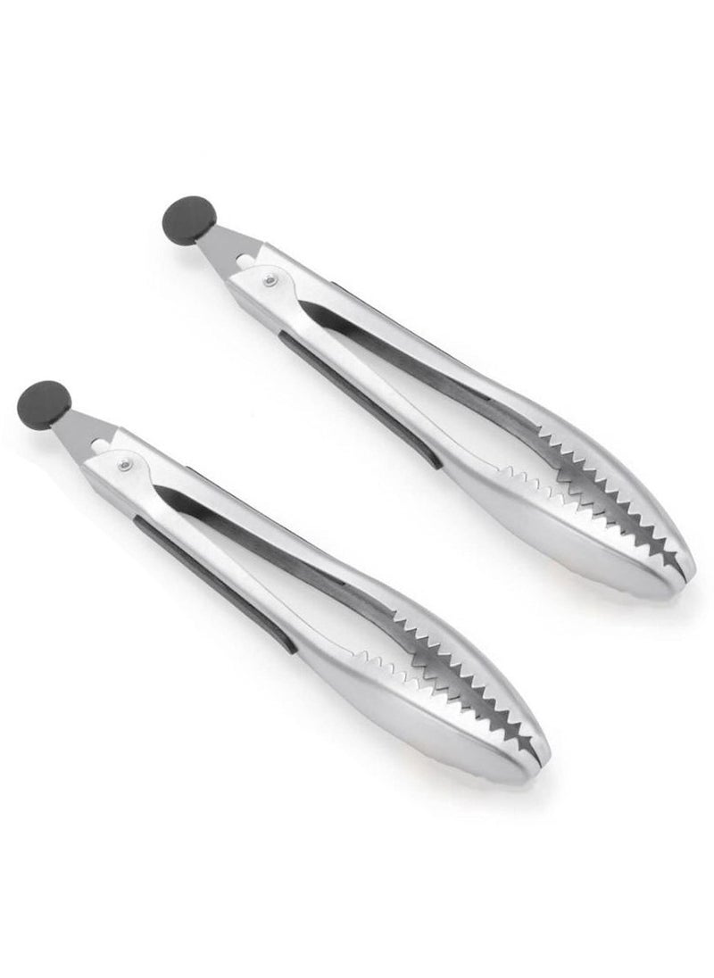 HFUKJKIP Stainless Steel Kitchen Tongs 2Piece Set 88Inch Food Tongs High Temperature Resistant with NonSlip Teeth And NonSlip Strips Suitable for Cooking And Grilling Grip And Stir Food Ice Cubes 