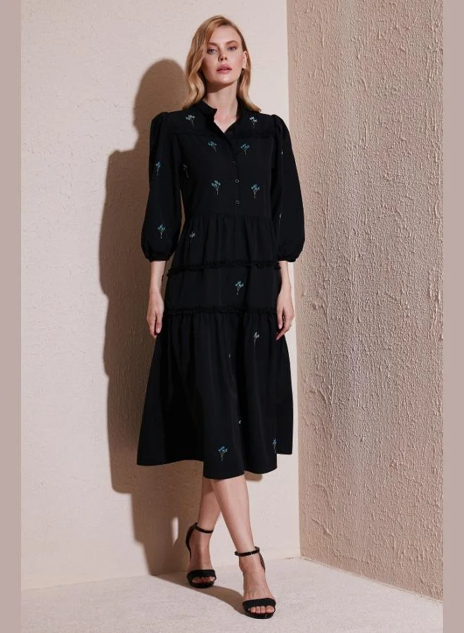 Lela Lela Regular Fit Truvakar Sleeve Midi Woven Dress Women's Dress 611EL0882