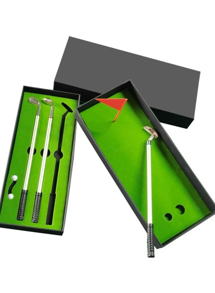 Y&D Golf Pen, Mini Gift Set, Desktop Ball Pen Gift, 3 Clubs Pens with Balls and Flag, Dad Boss Coworkers Him Boyfriend Golfers Funny Birthday Gifts, Games Office Gadgets Desk Decor - Image 1